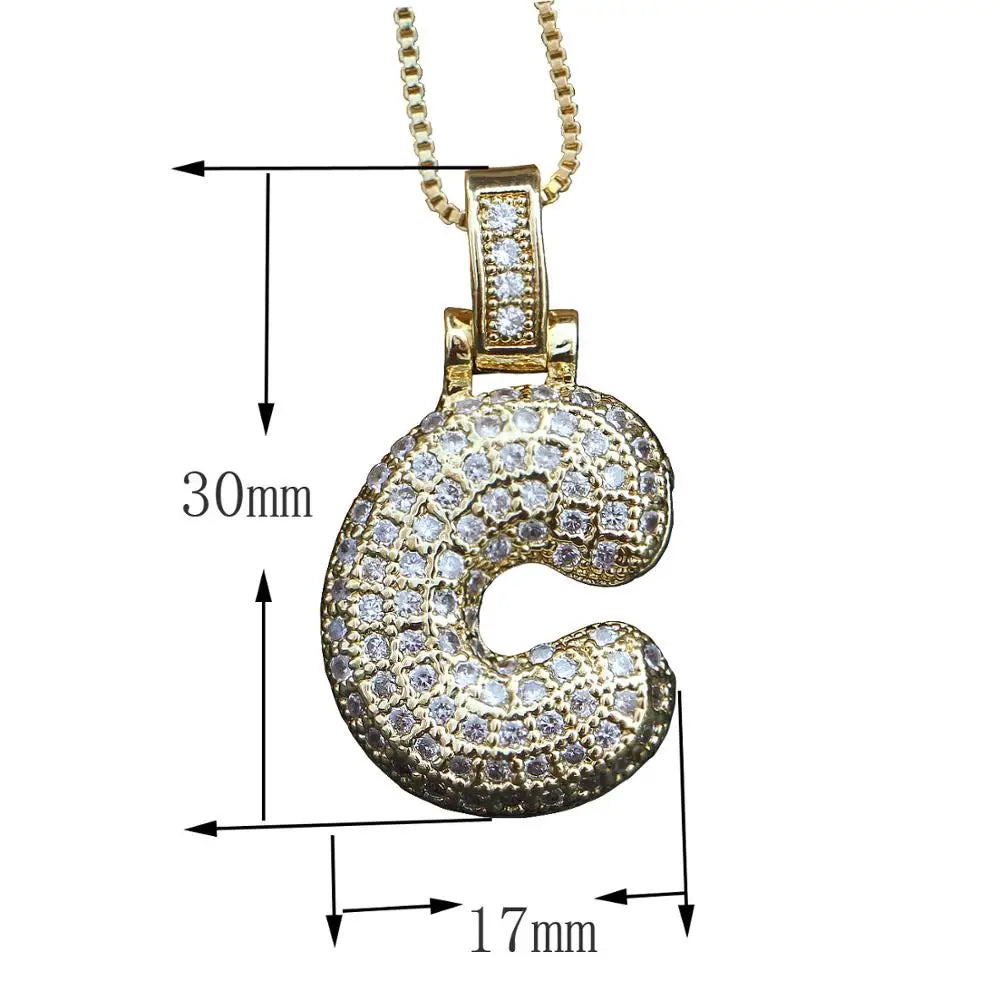 Fashion 26 Letters Necklace Custom Name Pendant Charm For Men And Women A-Z Alphabet Cubic Zircon Hip Hop Jewelry Gift