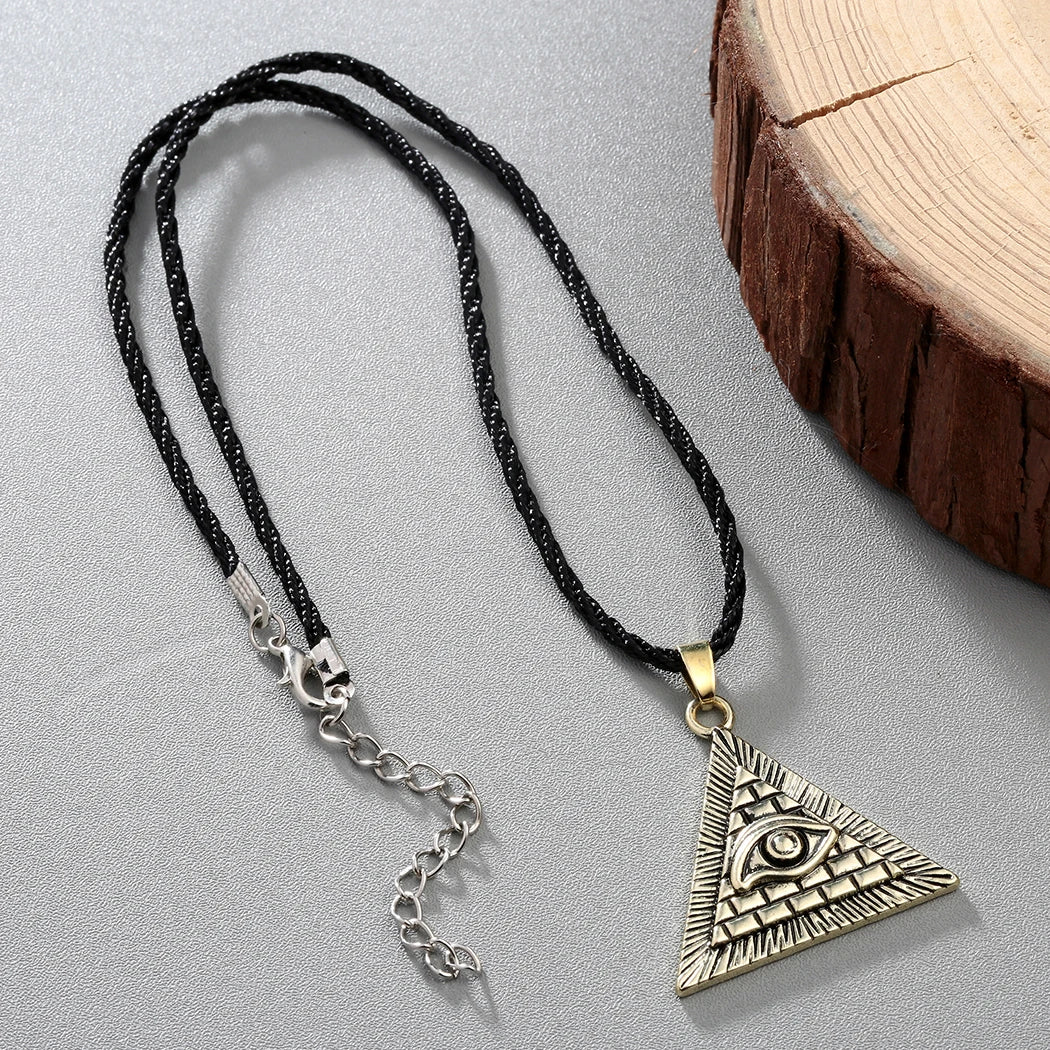 Kinitial Vintage Egypt Pyramid All-Seeing Evil Eye Illuminati Necklace Egyptian Charm Pendants Necklaces Jewelry