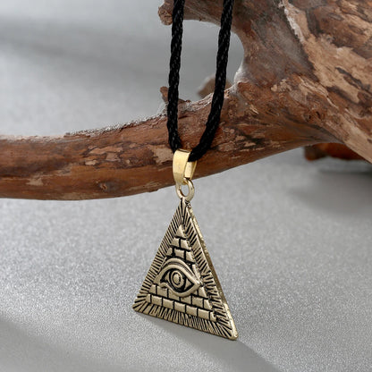 Kinitial Vintage Egypt Pyramid All-Seeing Evil Eye Illuminati Necklace Egyptian Charm Pendants Necklaces Jewelry