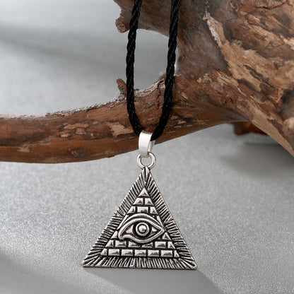 Kinitial Vintage Egypt Pyramid All-Seeing Evil Eye Illuminati Necklace Egyptian Charm Pendants Necklaces Jewelry