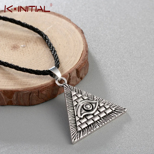 Kinitial Vintage Egypt Pyramid All-Seeing Evil Eye Illuminati Necklace Egyptian Charm Pendants Necklaces Jewelry
