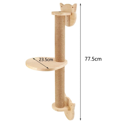 Wall Mounted Cat Tree with Sisal Scratching Post, Climbing Ladder, Jumping Platform and Hammock, creating a fun place for cats!