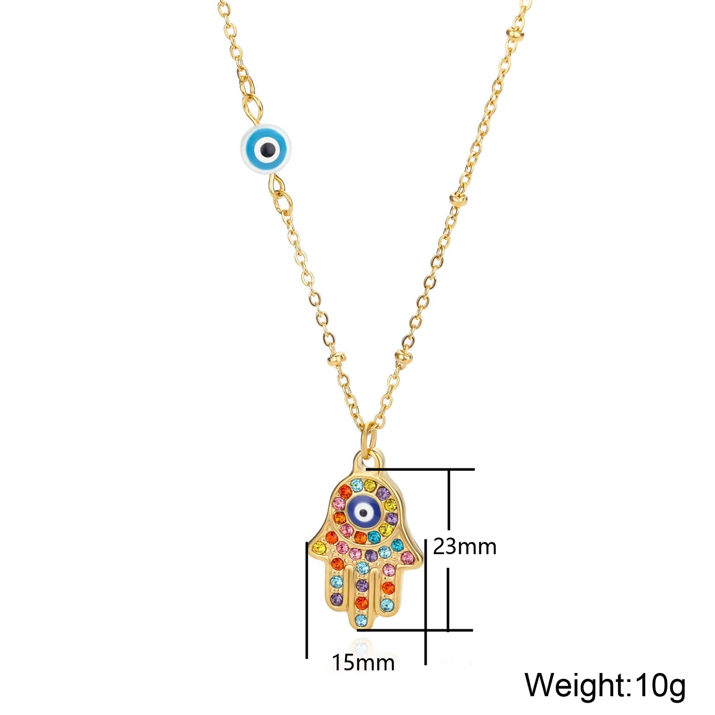 Zircon Evil Eye Pendant Necklace For Women Stainless Steel Turkish Eye Fatima Hand Chain Choker Collar Goth Jewelry onlyfans