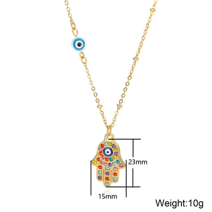 Zircon Evil Eye Pendant Necklace For Women Stainless Steel Turkish Eye Fatima Hand Chain Choker Collar Goth Jewelry onlyfans