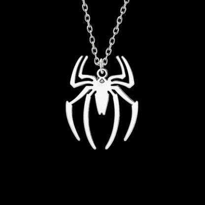 Kpop Fashion Spider Halloween Pendants Round Cross Chain Mens Necklaces Silver Color Neck Chain Gothic Couple Streetwear Gifts