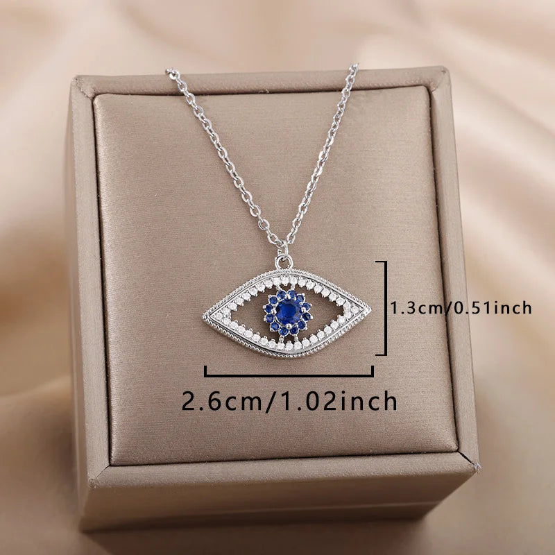 Fashion Evil Eye Necklace For Women Stainless Steel Gold Color Evil Eye Pendant Necklaces Lucky Aesthetic Turkish Jewelry femme