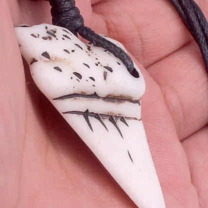 New Fashion White Bionic Bone Shark Tooth Necklace Pendant Teeth Amulet Leather Rope Chain Necklaces Jewelry for Women Men