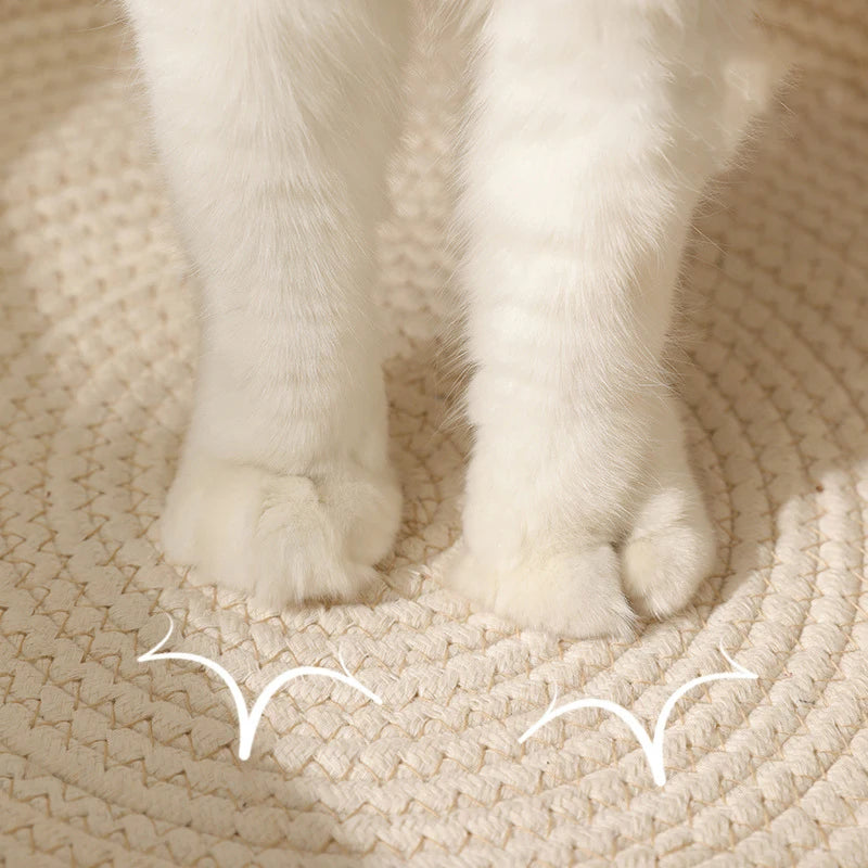 Cat Bed Handmade Rattan Woven Pet Nest Removable Washable Warm Pad All-Season Cat Scratch Board Winter Warm Cat House for Cats