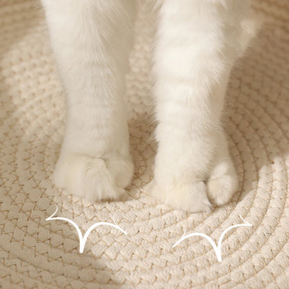 Cat Bed Handmade Rattan Woven Pet Nest Removable Washable Warm Pad All-Season Cat Scratch Board Winter Warm Cat House for Cats