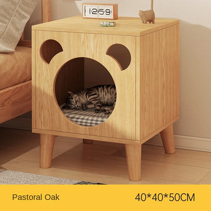 Cat Nest Cabinet Simple Modern Bedroom Small Solid Wood Cat Bedside Pet Nest Multifunctional Cat Storage Side Table Cat Bed