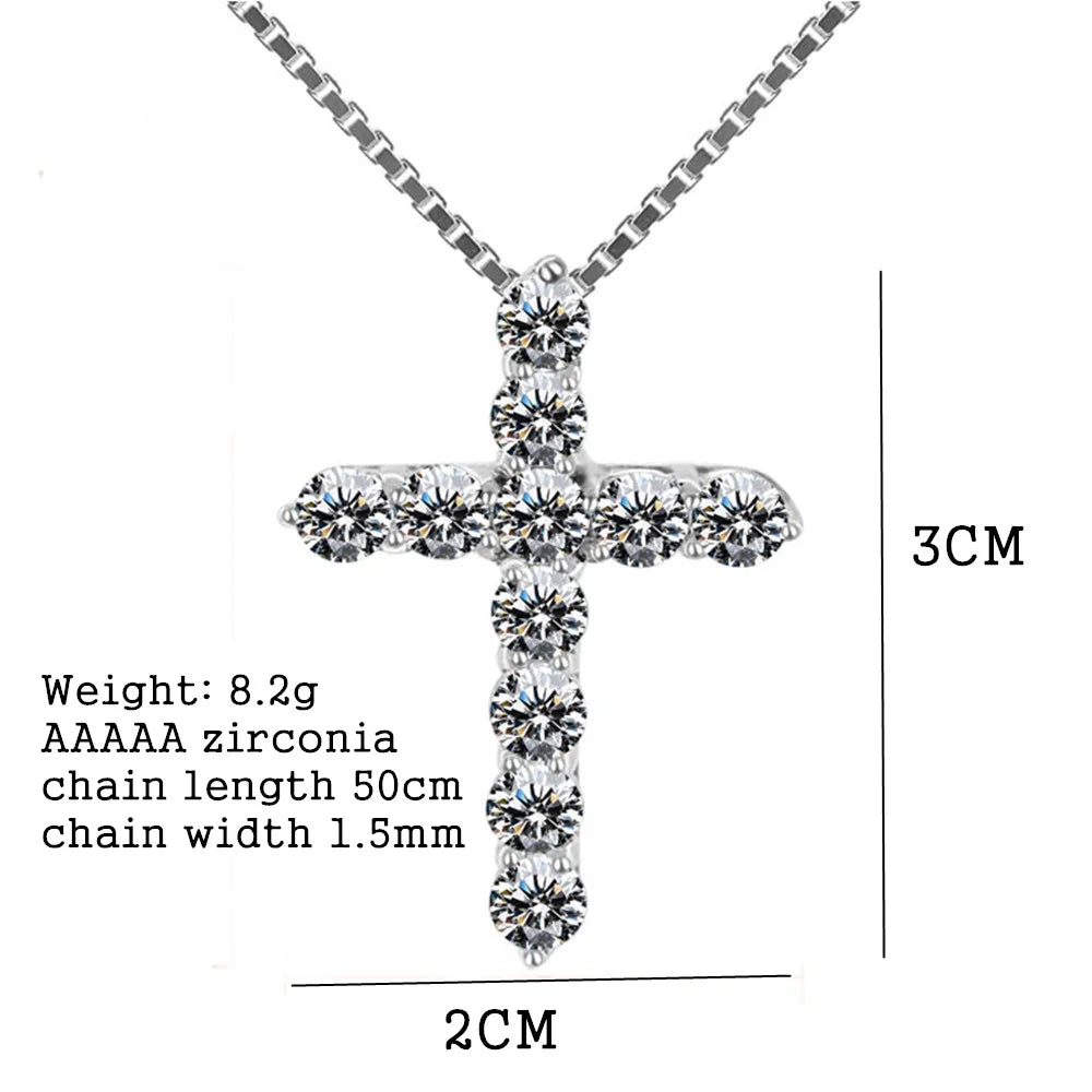 16-24inches 925 Sterling Silver Necklace Box chain Shiny crystal classic cross Pendant For Women men Fashion Jewelry Gifts/LC