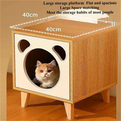 Cat Nest Cabinet Simple Modern Bedroom Small Solid Wood Cat Bedside Pet Nest Multifunctional Cat Storage Side Table Cat Bed