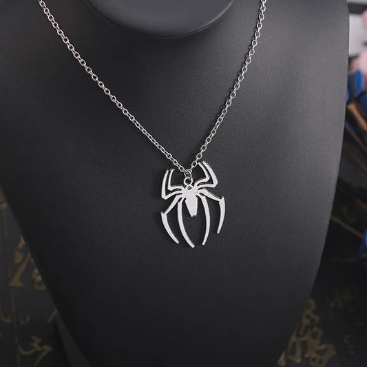 Kpop Fashion Spider Halloween Pendants Round Cross Chain Mens Necklaces Silver Color Neck Chain Gothic Couple Streetwear Gifts