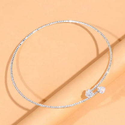 Fashion Rhinestone Heart Collar Choker Necklace for Women Simple Open Collar Necklace Torques Jewelry Accessories