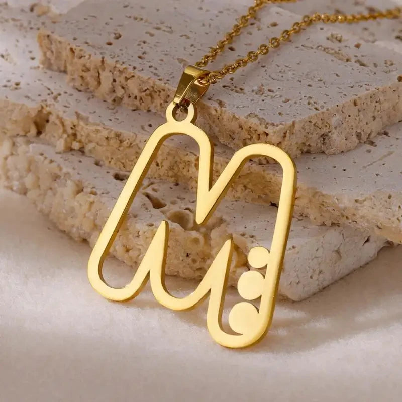 Hollow Letter Necklaces for Women Gold Color Initial Necklace Alphabet Pendant Stainless Steel Party Fashion Jewelry Gift collar