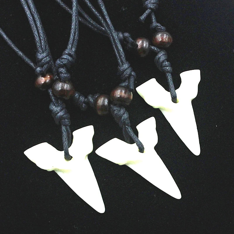 Goth Accessories White Imitation Shark Tooth Necklace For Women Adjustable Rope Chain Gothic Punk Jewelry Wholesale Gift