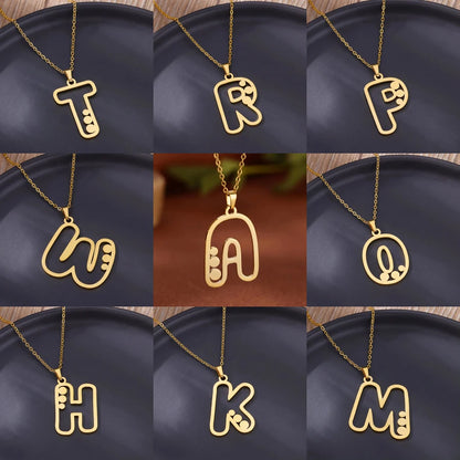 Hollow Letter Necklaces for Women Gold Color Initial Necklace Alphabet Pendant Stainless Steel Party Fashion Jewelry Gift collar