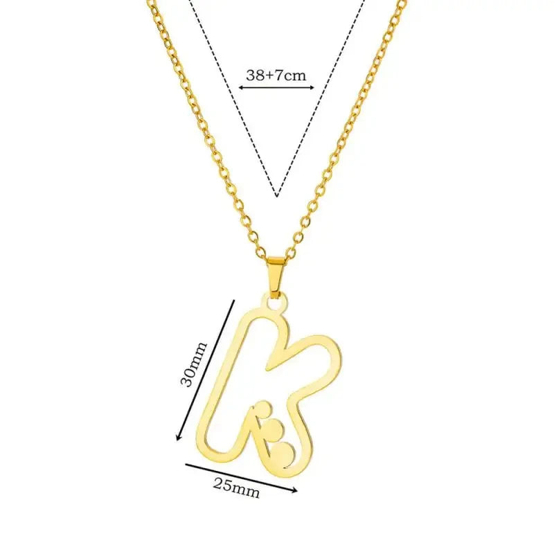 Hollow Letter Necklaces for Women Gold Color Initial Necklace Alphabet Pendant Stainless Steel Party Fashion Jewelry Gift collar