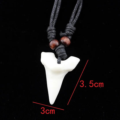 Goth Accessories White Imitation Shark Tooth Necklace For Women Adjustable Rope Chain Gothic Punk Jewelry Wholesale Gift