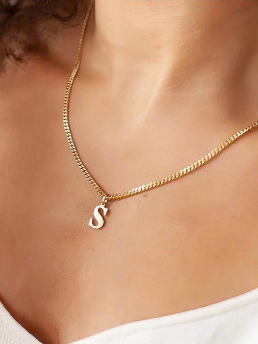 1Pcs Stainless Steel Initial Necklace DIY Letter Pendant Necklace Name Customized Gift A-Z for Women