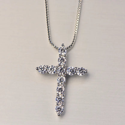 16-24inches 925 Sterling Silver Necklace Box chain Shiny crystal classic cross Pendant For Women men Fashion Jewelry Gifts/LC