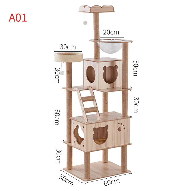 Large Cat Tree For Indoor Tall Tower For Pet Multi-Level For Cats Toys For Cats Grinding Paws Pet Scrapers Scratching Post
