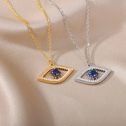 Fashion Evil Eye Necklace For Women Stainless Steel Gold Color Evil Eye Pendant Necklaces Lucky Aesthetic Turkish Jewelry femme