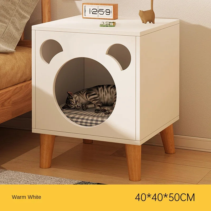 Cat Nest Cabinet Simple Modern Bedroom Small Solid Wood Cat Bedside Pet Nest Multifunctional Cat Storage Side Table Cat Bed